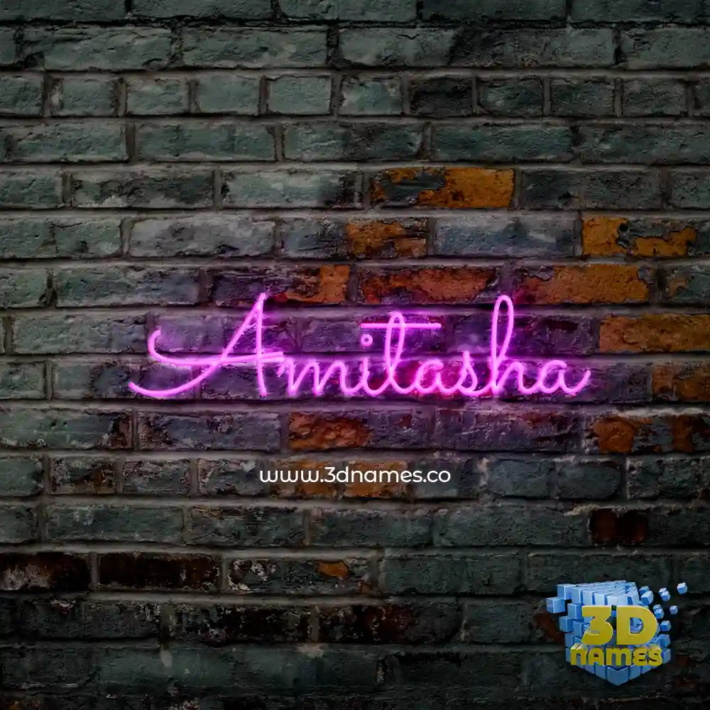amitasha in Pink Neon style - 3D name wallpaper
