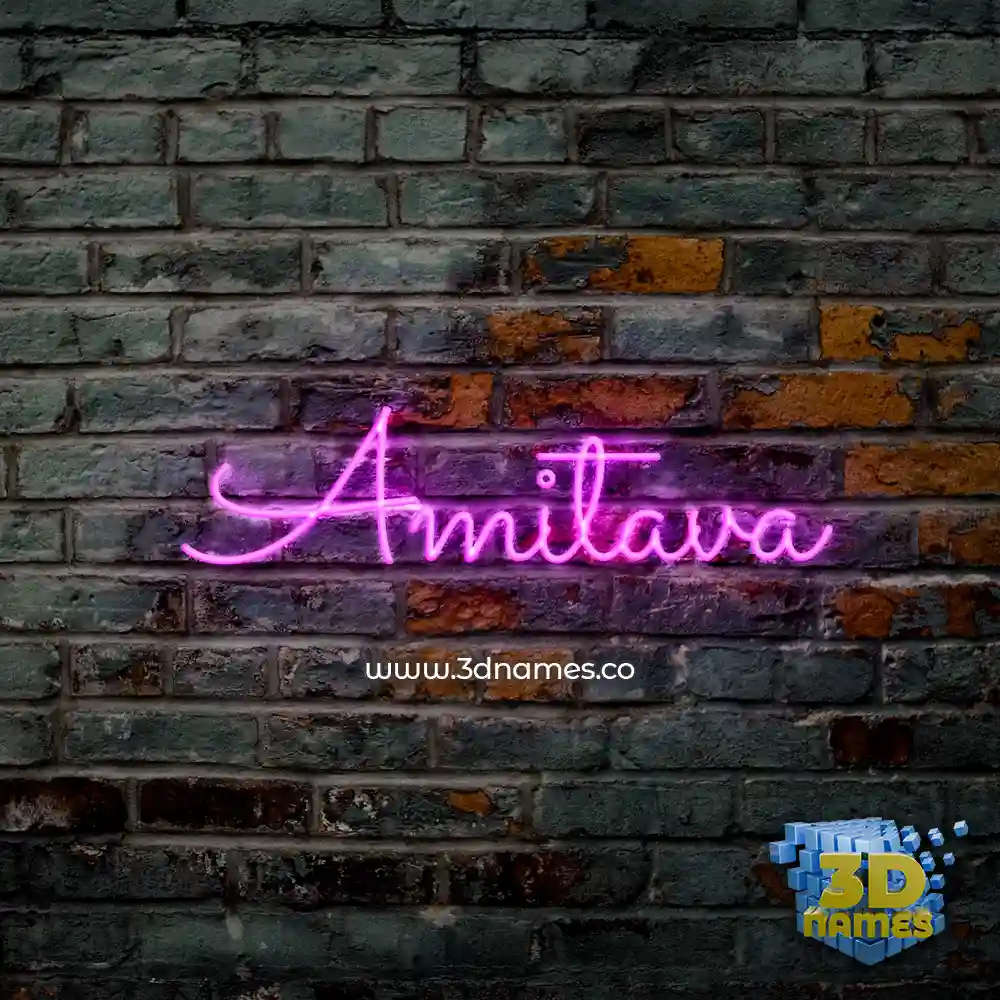 amitava in Pink Neon style - 3D name wallpaper