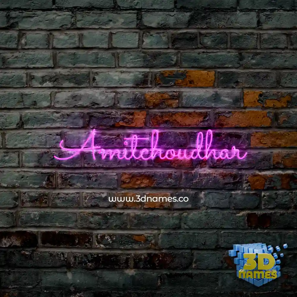amitchoudhar in Pink Neon style - 3D name wallpaper