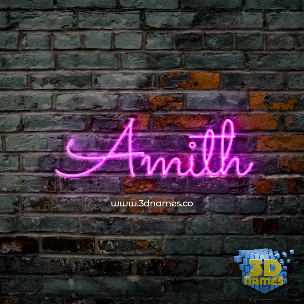 amith in Pink Neon style - 3D name wallpaper