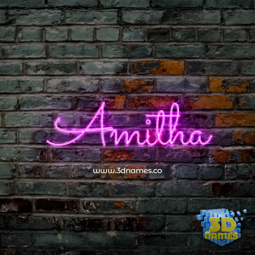 amitha in Pink Neon style - 3D name wallpaper