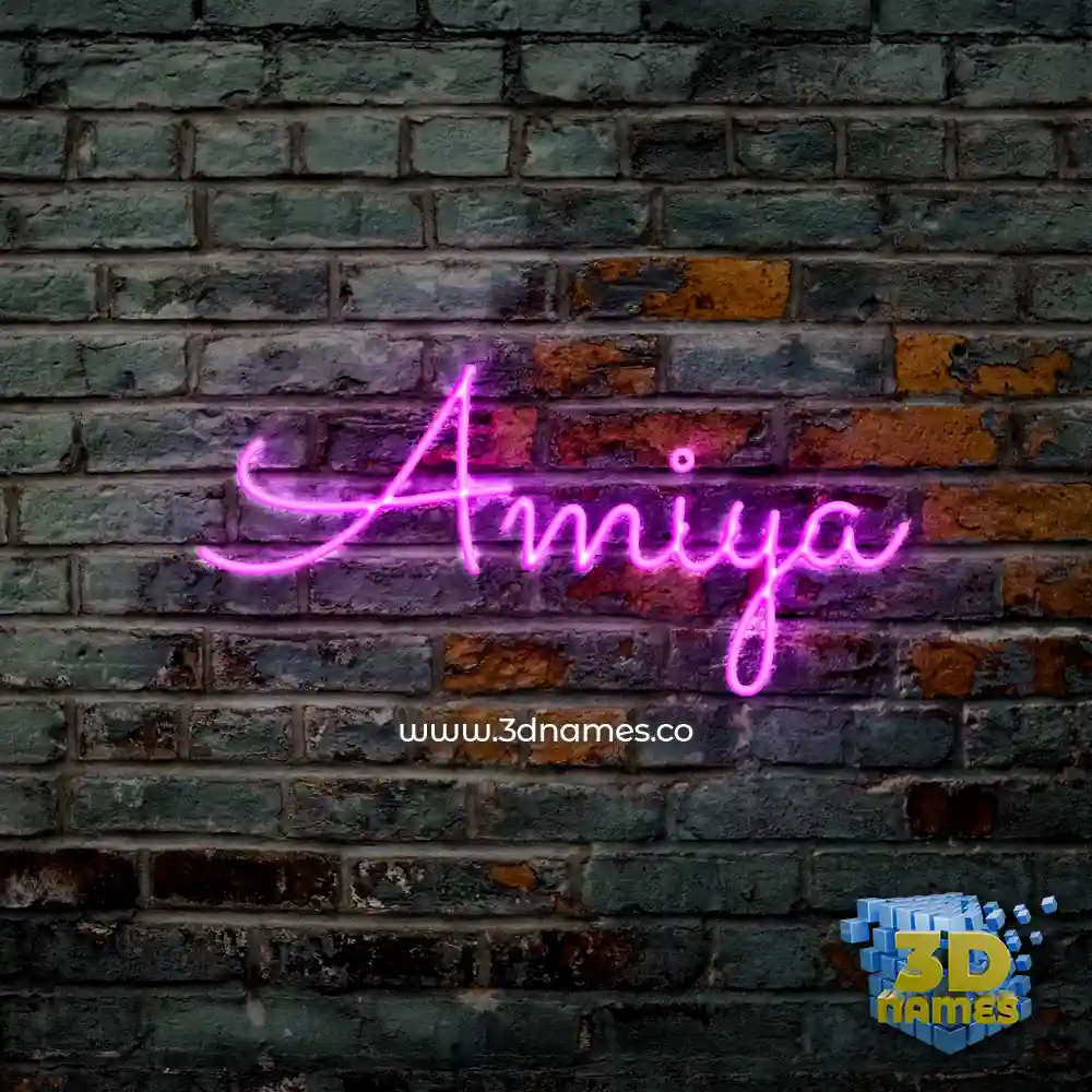 amiya in Pink Neon style - 3D name wallpaper