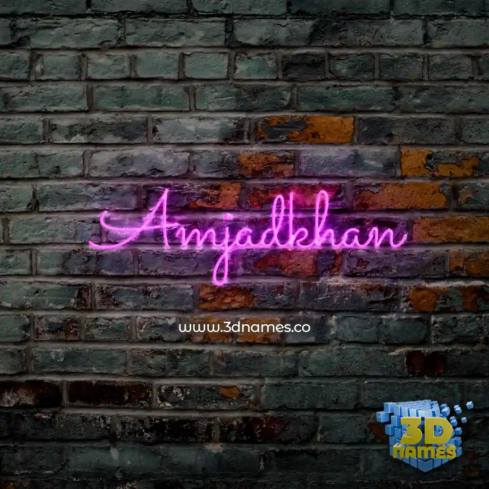 amjadkhan in Pink Neon style - 3D name wallpaper