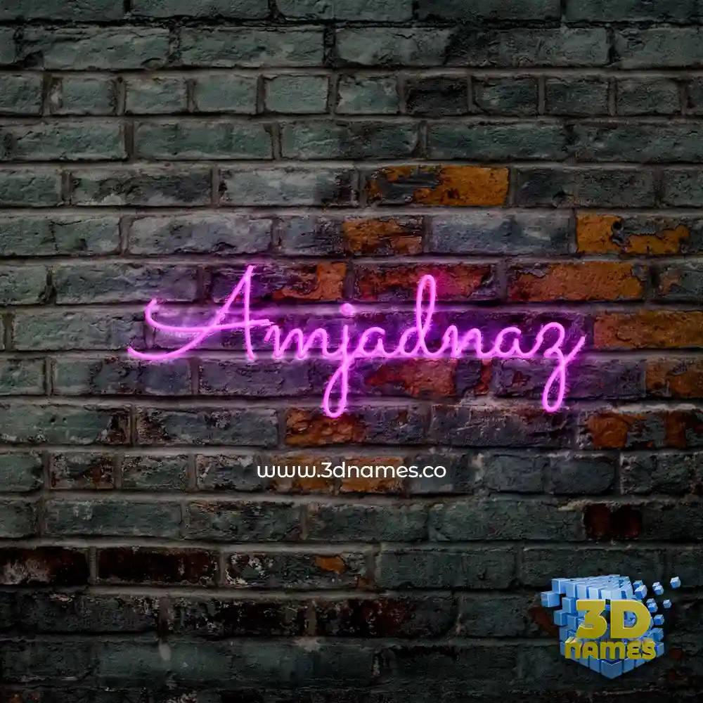 amjadnaz in Pink Neon style - 3D name wallpaper