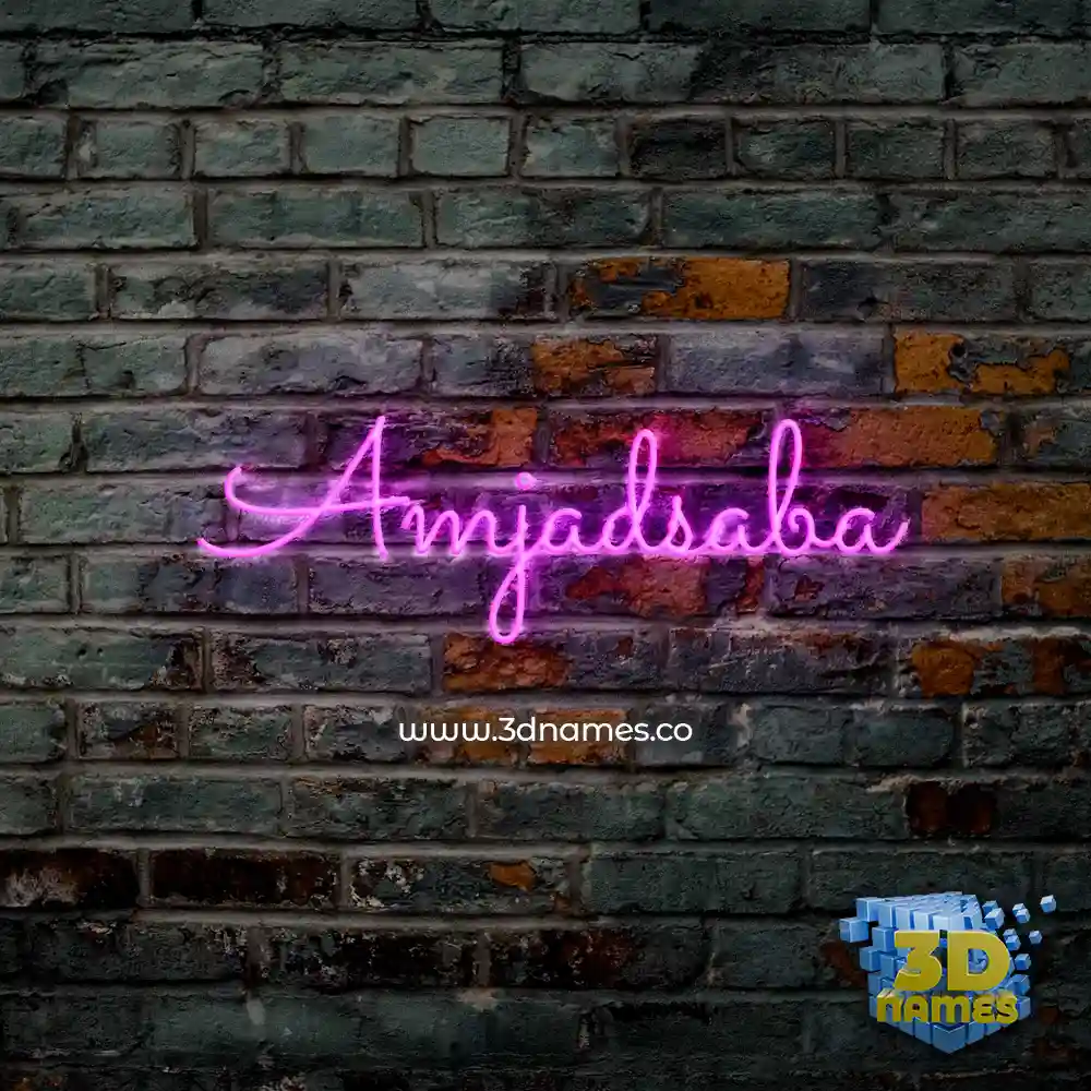 amjadsaba in Pink Neon style - 3D name wallpaper