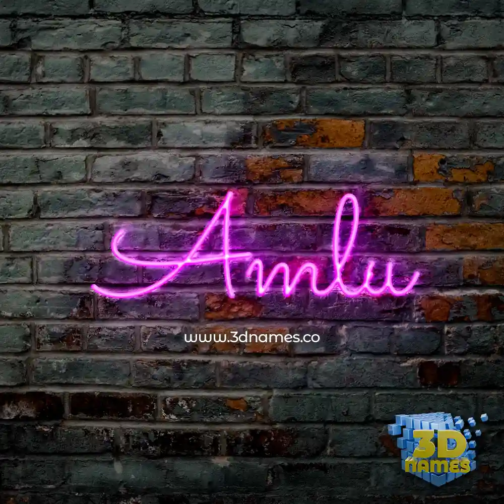 amlu in Pink Neon style - 3D name wallpaper