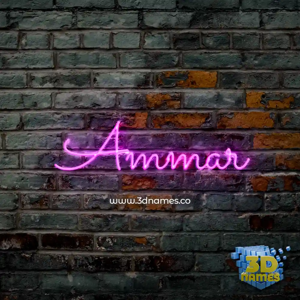 ammar in Pink Neon style - 3D name wallpaper