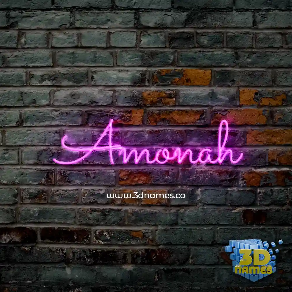 amonah in Pink Neon style - 3D name wallpaper