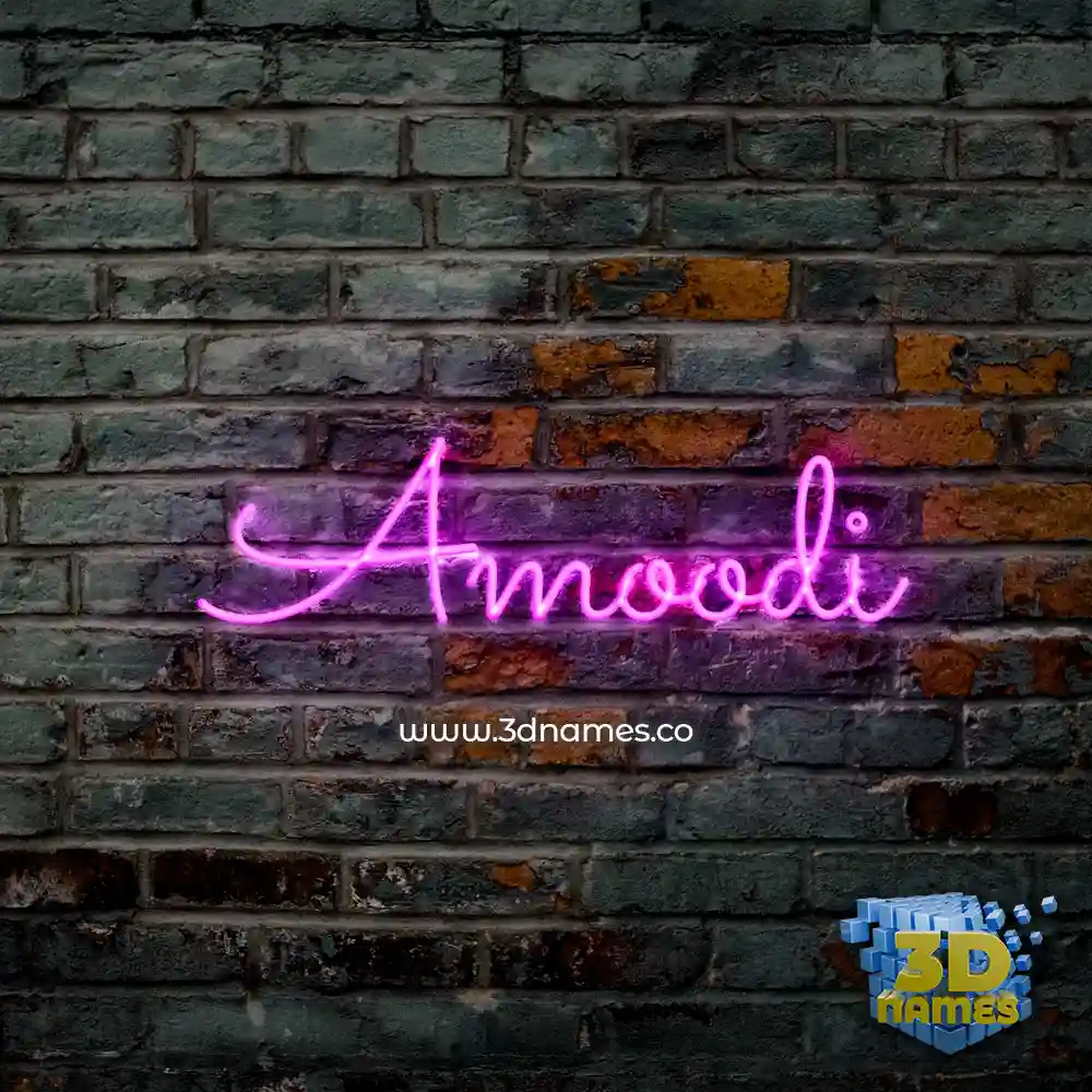 amoodi in Pink Neon style - 3D name wallpaper