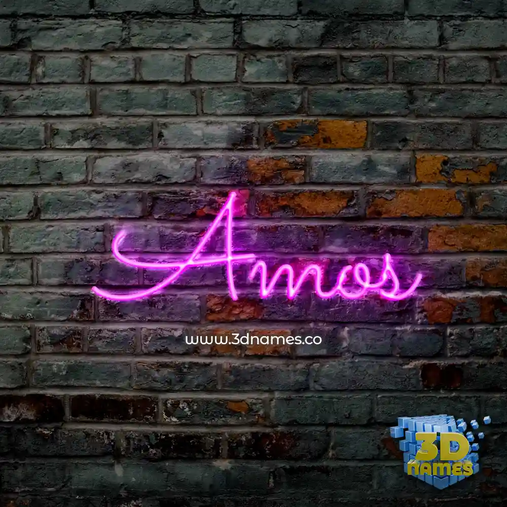 amos in Pink Neon style - 3D name wallpaper