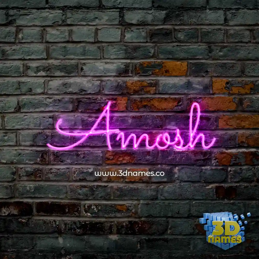 amosh in Pink Neon style - 3D name wallpaper