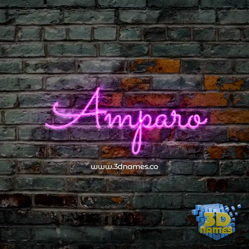 amparo in Pink Neon style - 3D name wallpaper