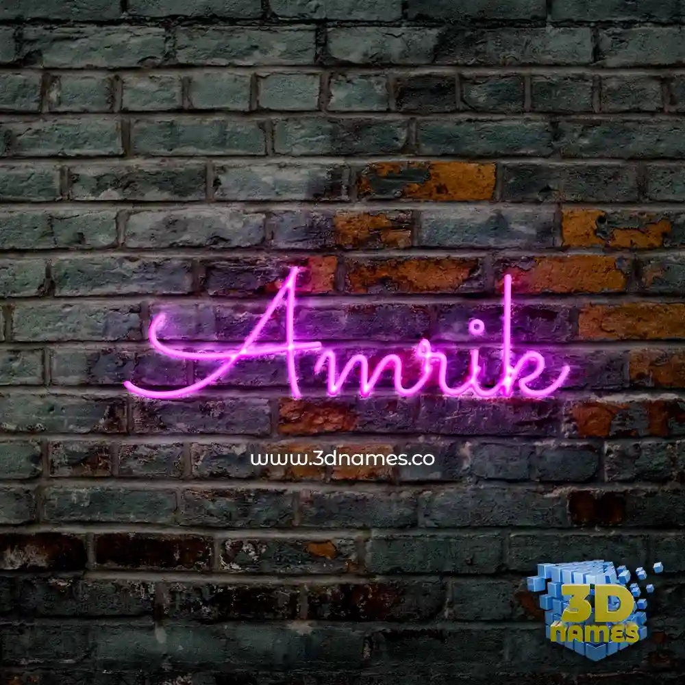 amrik in Pink Neon style - 3D name wallpaper
