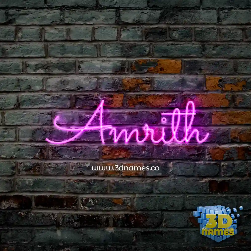 amrith in Pink Neon style - 3D name wallpaper