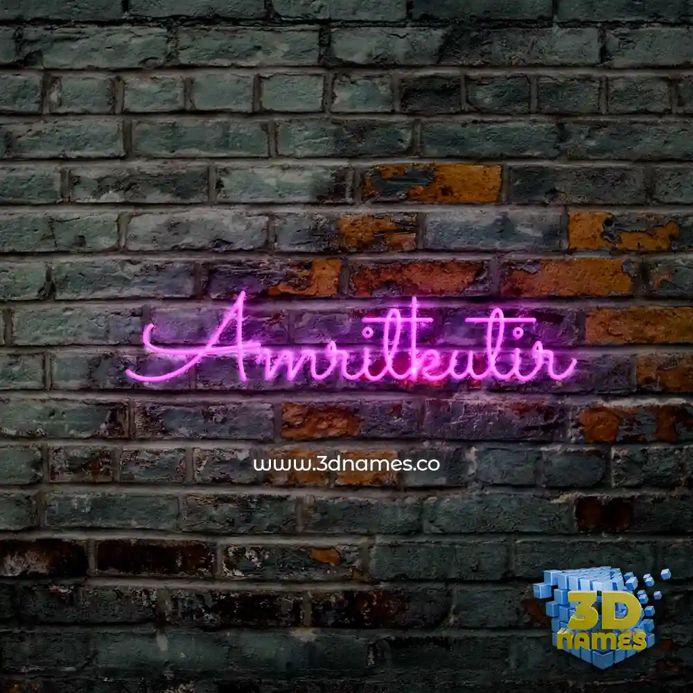 amritkutir in Pink Neon style - 3D name wallpaper