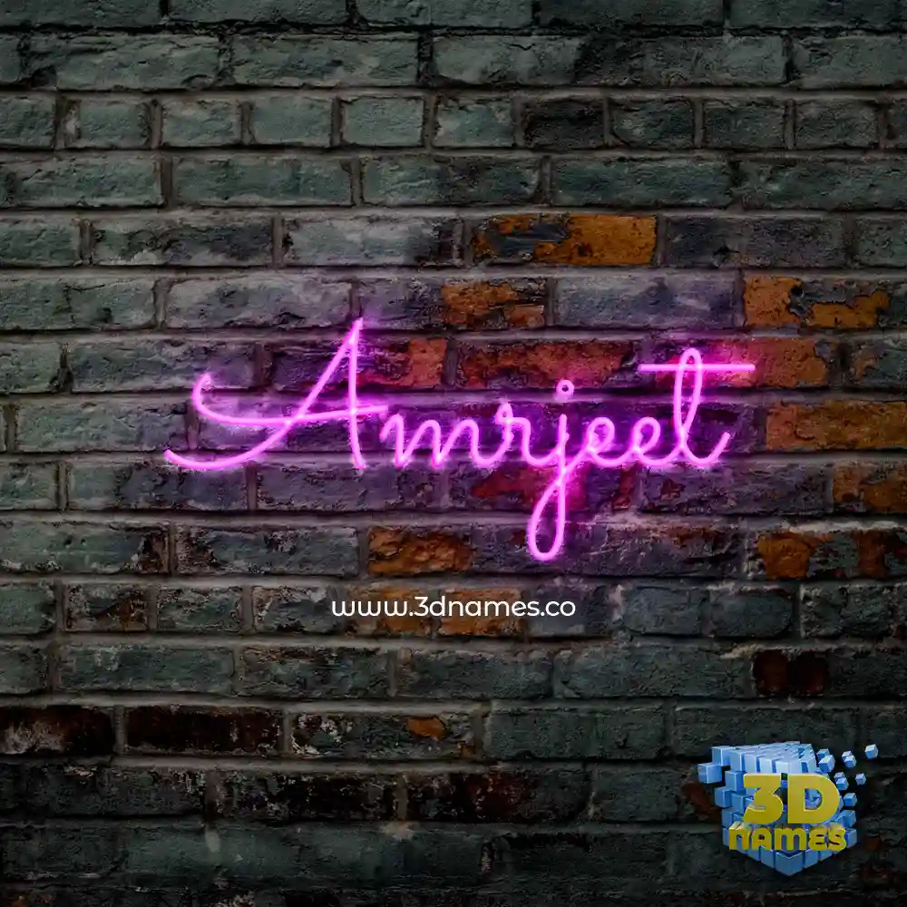 amrjeet in Pink Neon style - 3D name wallpaper
