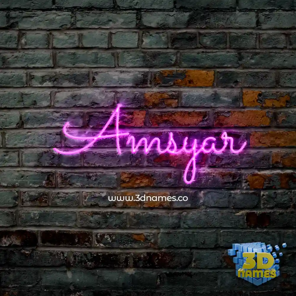 amsyar in Pink Neon style - 3D name wallpaper