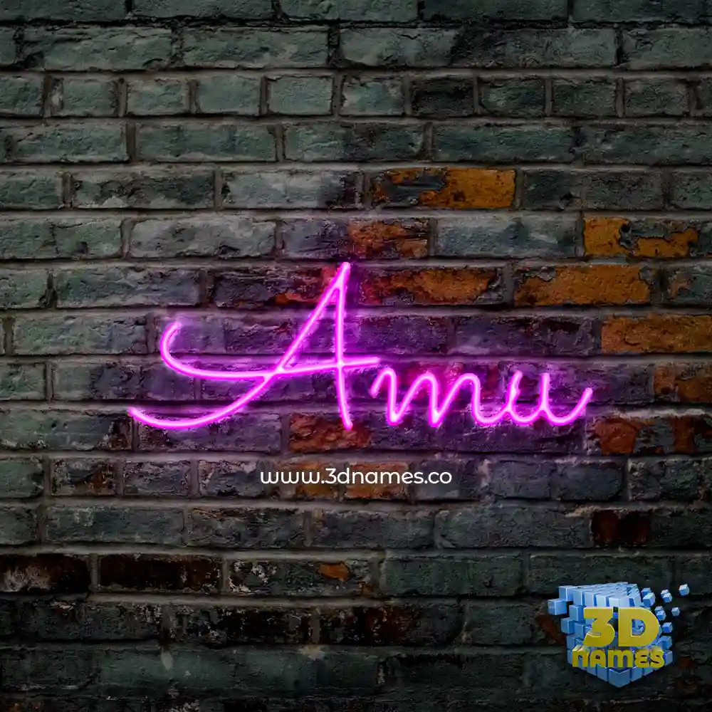 amu in Pink Neon style - 3D name wallpaper