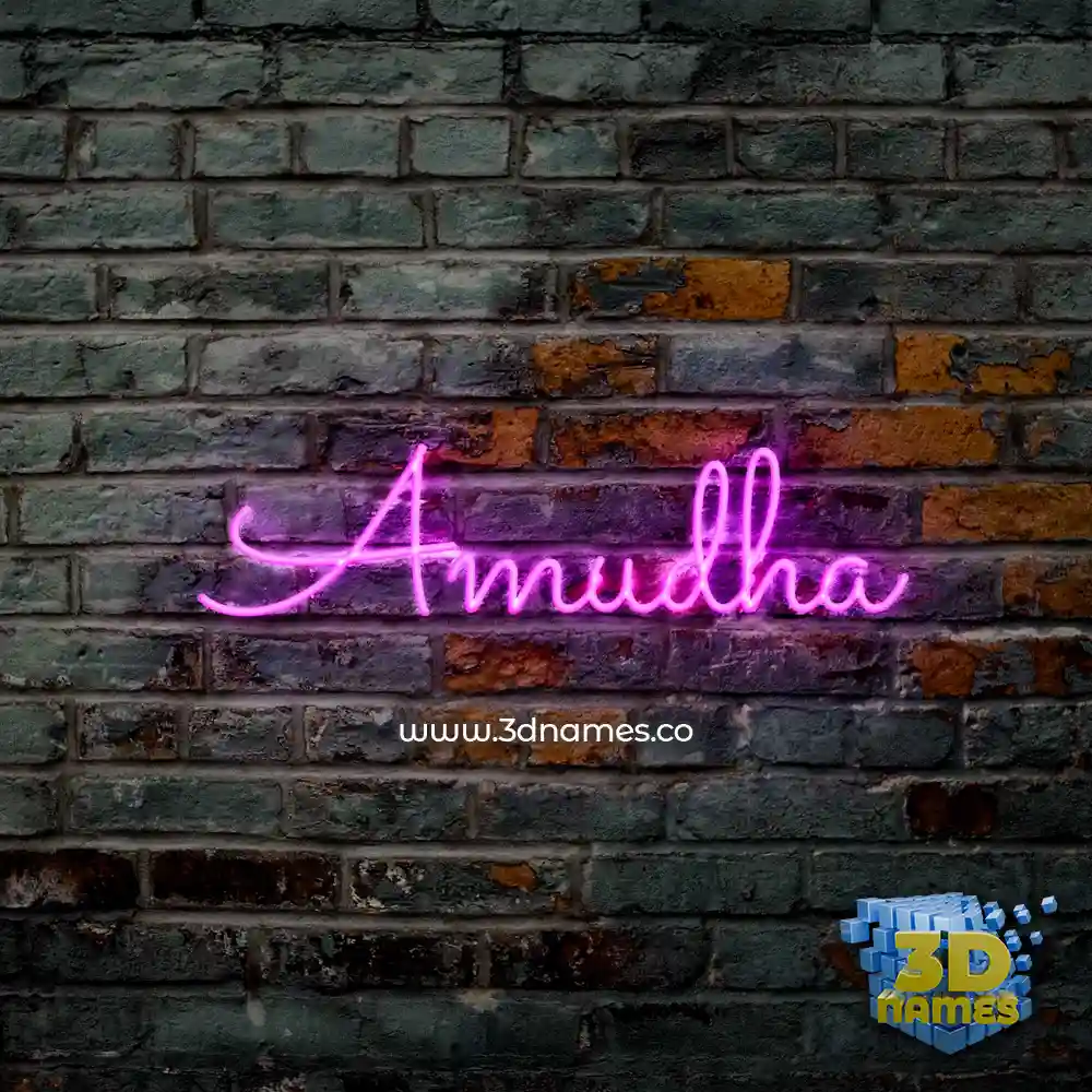 amudha in Pink Neon style - 3D name wallpaper