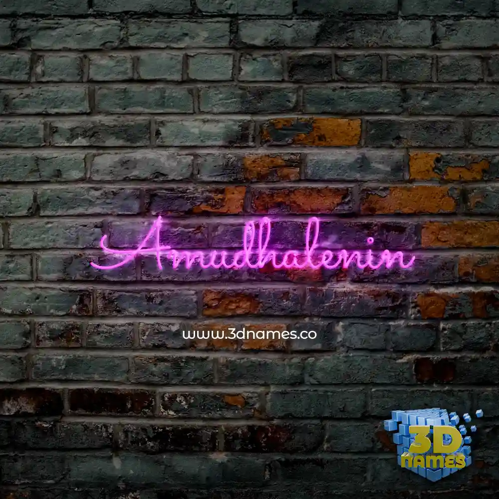 amudhalenin in Pink Neon style - 3D name wallpaper