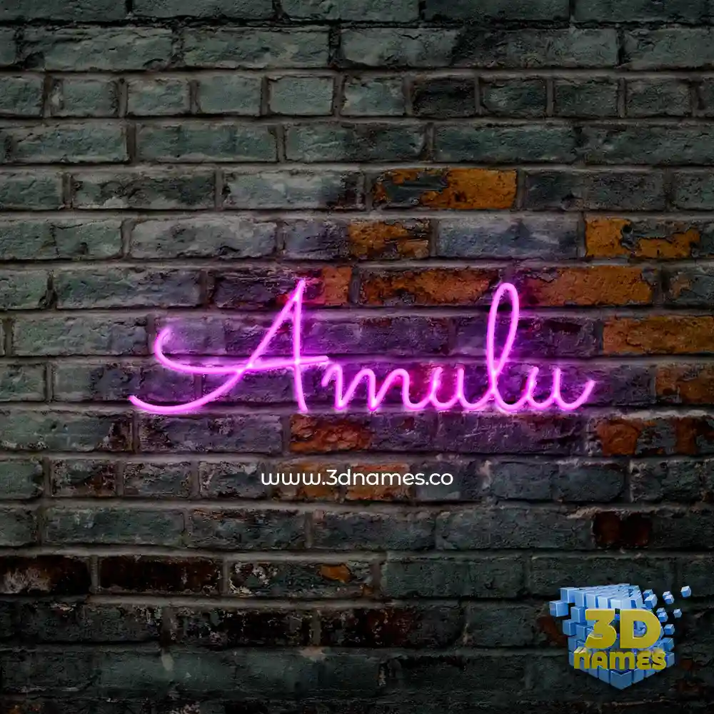amulu in Pink Neon style - 3D name wallpaper