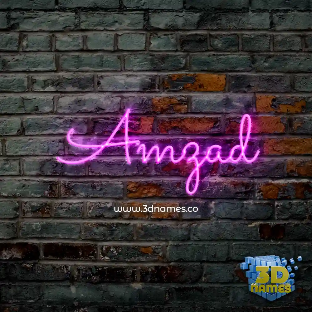 amzad in Pink Neon style - 3D name wallpaper