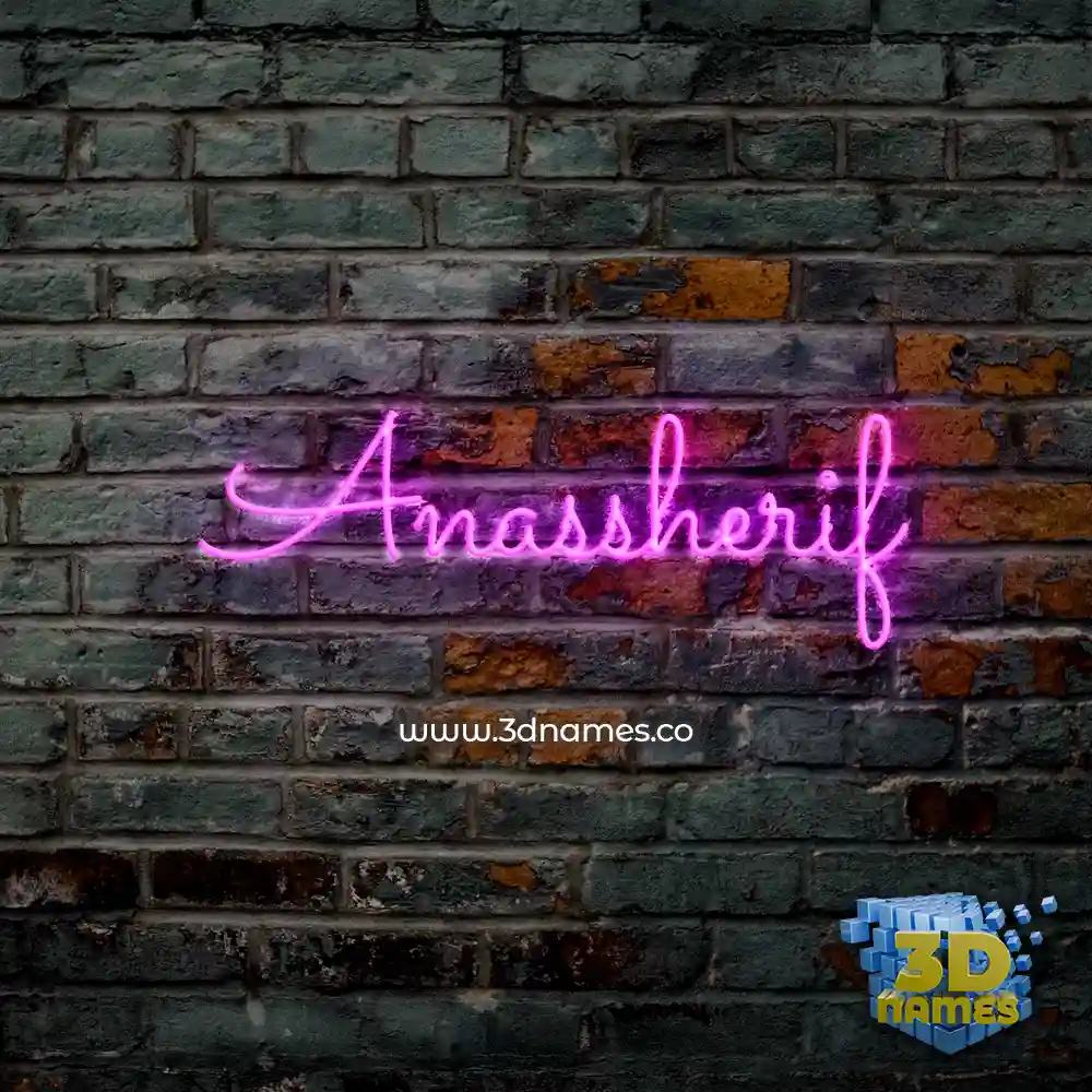 anassherif in Pink Neon style - 3D name wallpaper