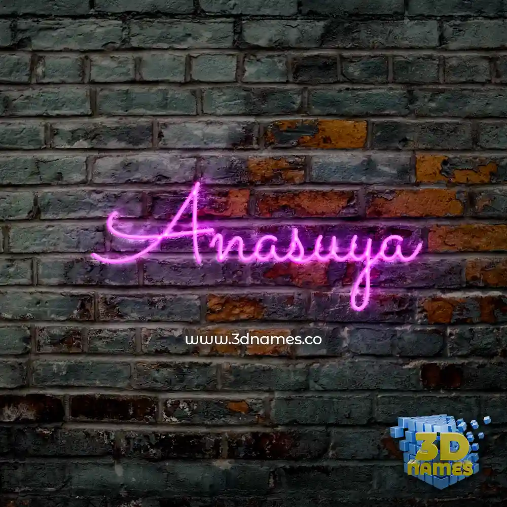 anasuya in Pink Neon style - 3D name wallpaper