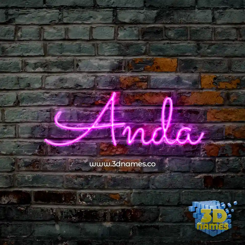 anda in Pink Neon style - 3D name wallpaper