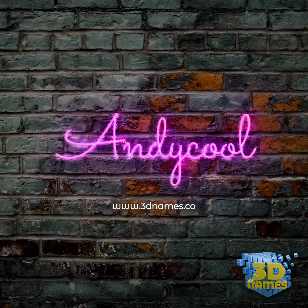 andycool in Pink Neon style - 3D name wallpaper
