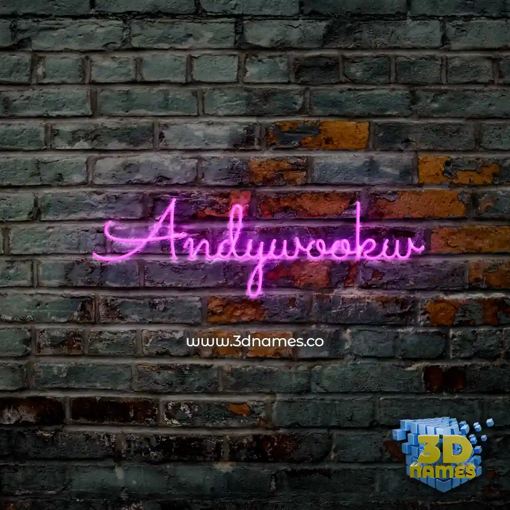 andywookw in Pink Neon style - 3D name wallpaper