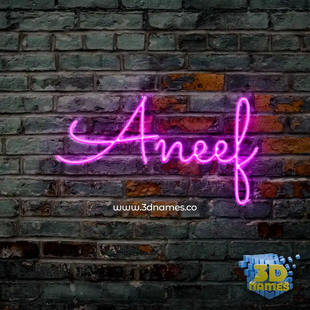 aneef in Pink Neon style - 3D name wallpaper