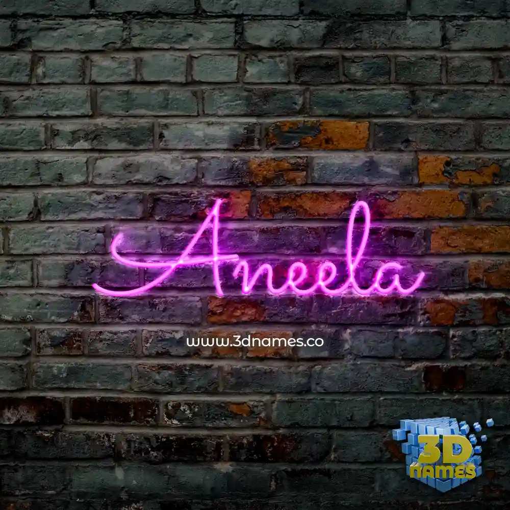 aneela in Pink Neon style - 3D name wallpaper