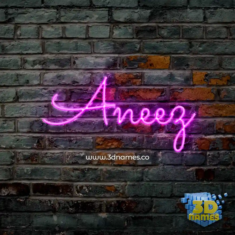 aneez in Pink Neon style - 3D name wallpaper