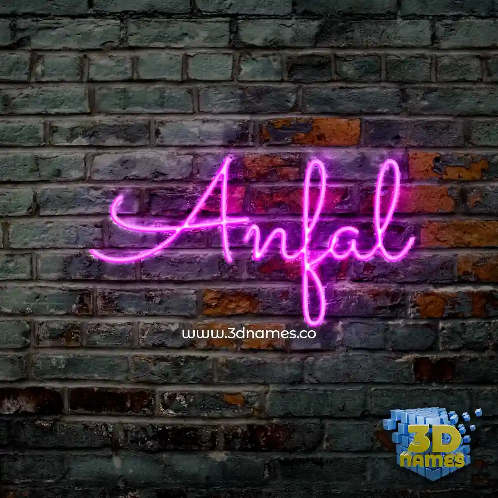 anfal in Pink Neon style - 3D name wallpaper