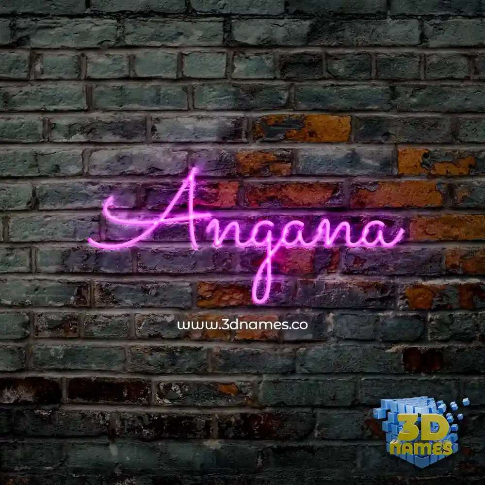 angana in Pink Neon style - 3D name wallpaper