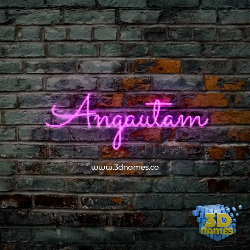 angautam in Pink Neon style - 3D name wallpaper