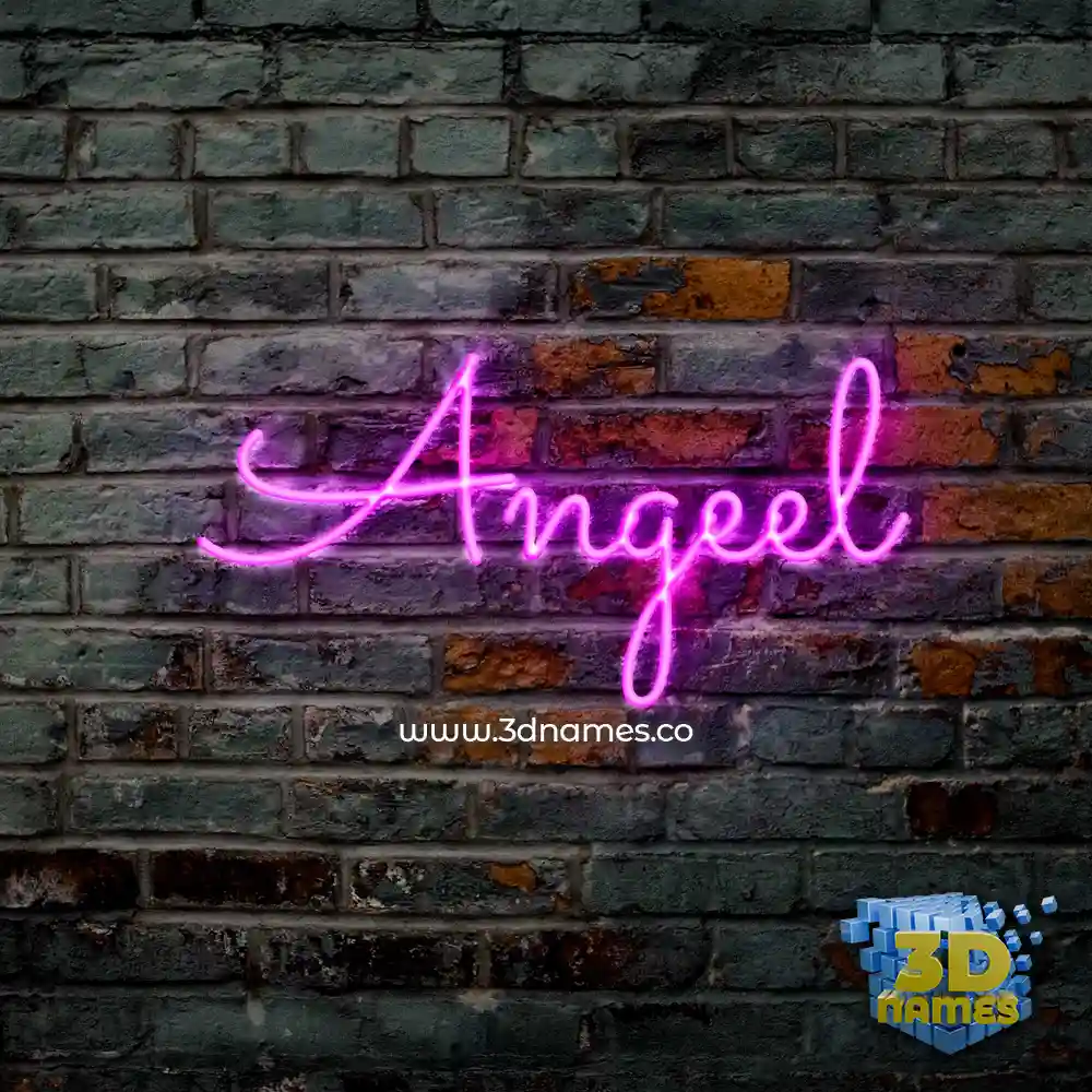 angeel in Pink Neon style - 3D name wallpaper