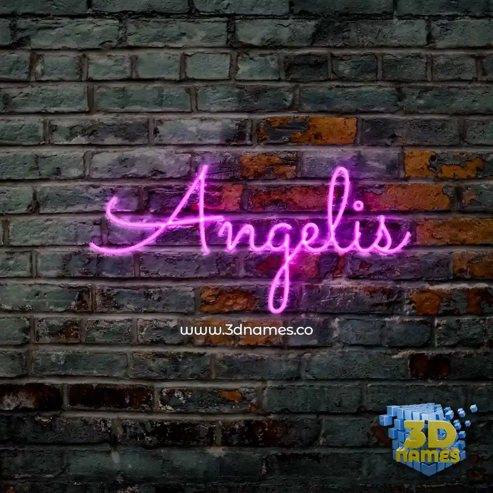 angelis in Pink Neon style - 3D name wallpaper
