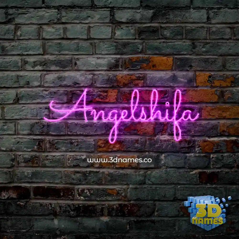 angelshifa in Pink Neon style - 3D name wallpaper