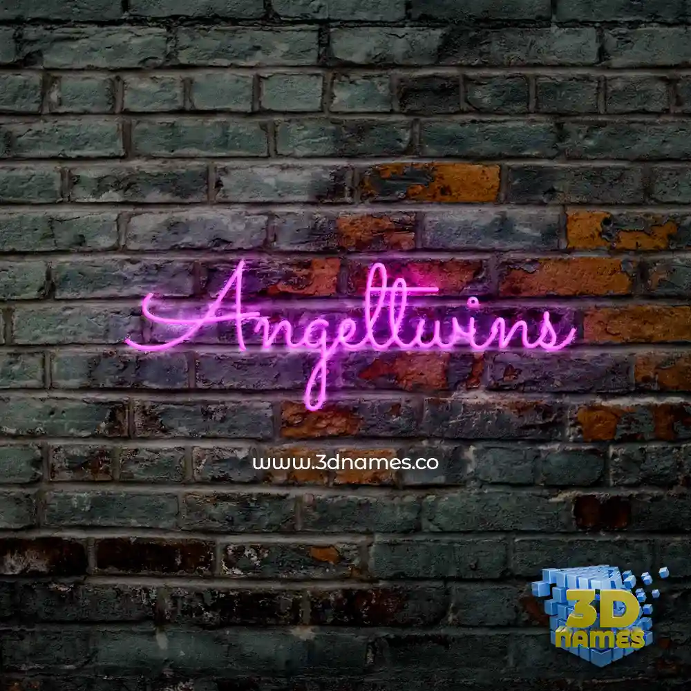 angeltwins in Pink Neon style - 3D name wallpaper