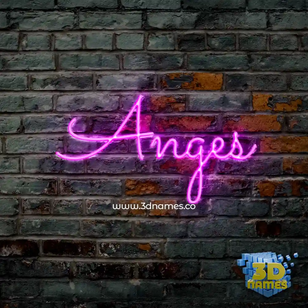 anges in Pink Neon style - 3D name wallpaper