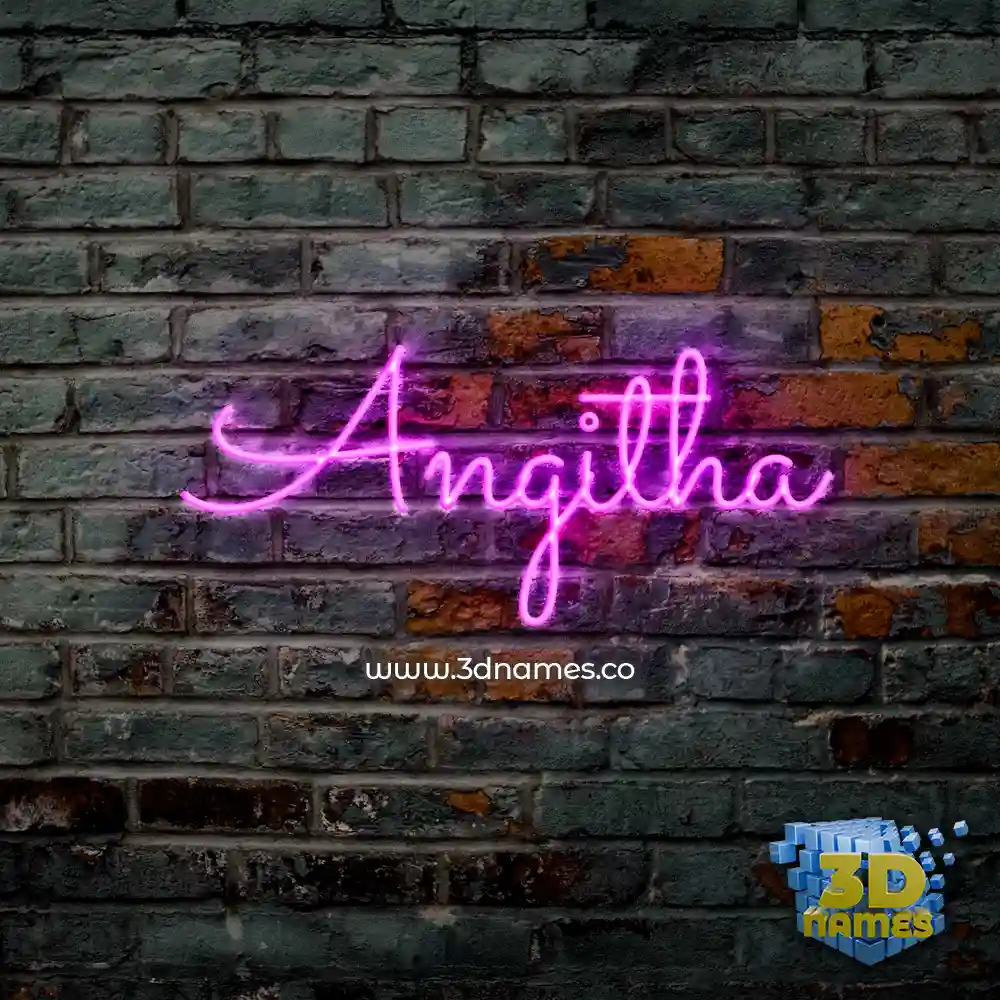 angitha in Pink Neon style - 3D name wallpaper