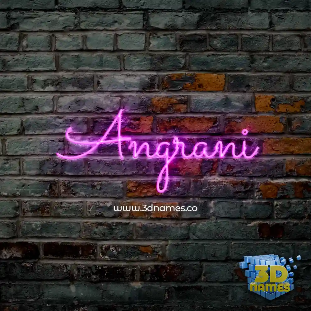 angrani in Pink Neon style - 3D name wallpaper