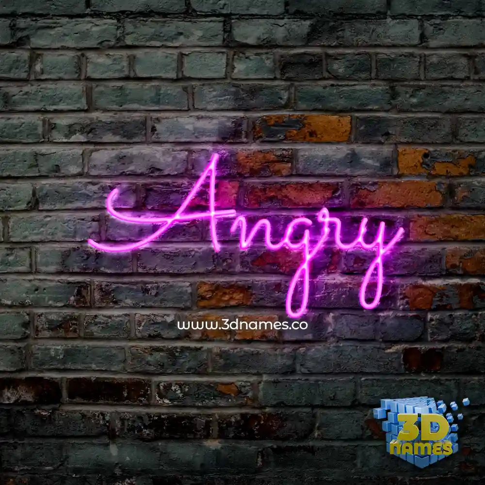 angry in Pink Neon style - 3D name wallpaper
