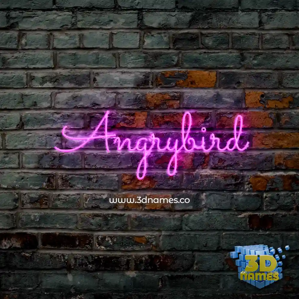 angrybird in Pink Neon style - 3D name wallpaper