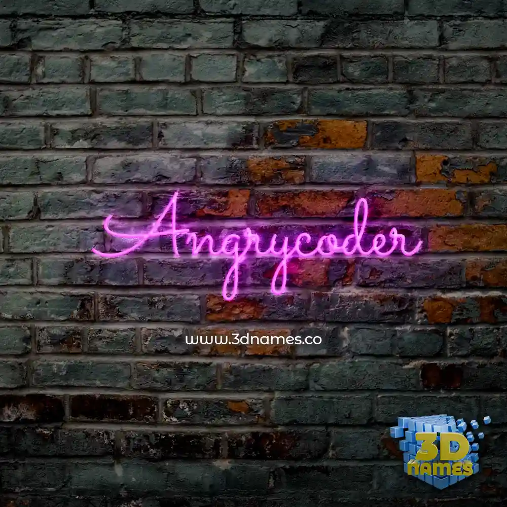 angrycoder in Pink Neon style - 3D name wallpaper