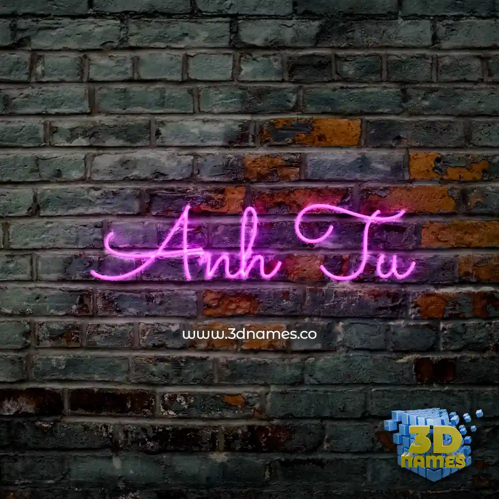 anh tu in Pink Neon style - 3D name wallpaper