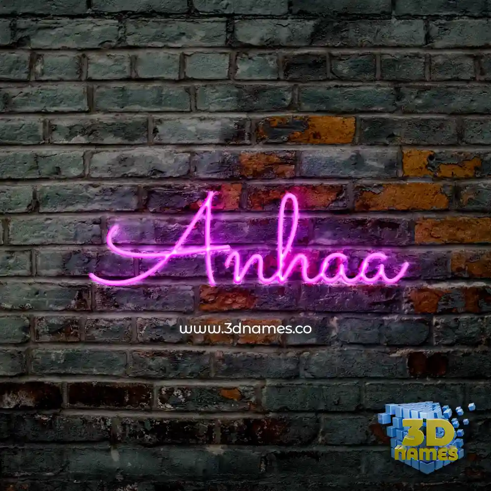 anhaa in Pink Neon style - 3D name wallpaper
