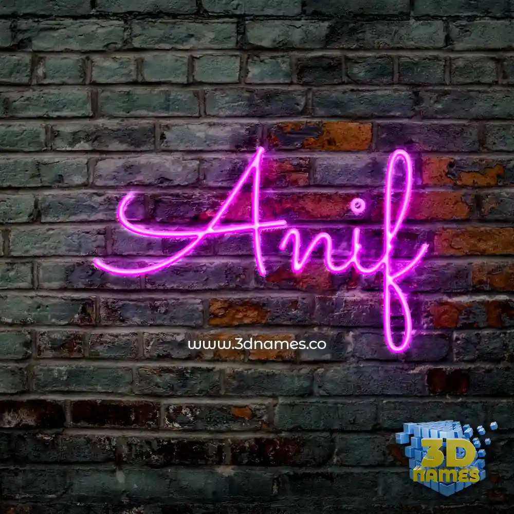 anif in Pink Neon style - 3D name wallpaper